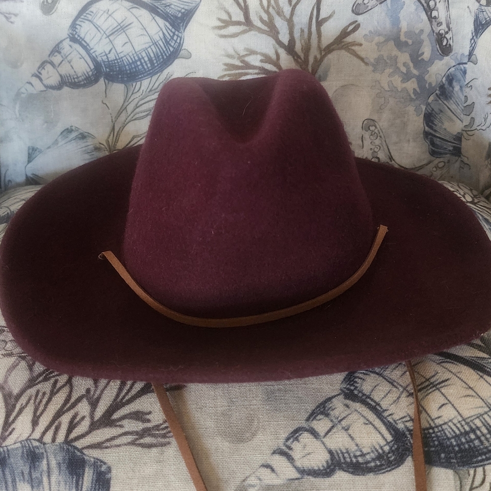 Kensie Burgundy Wool Fedora Hat